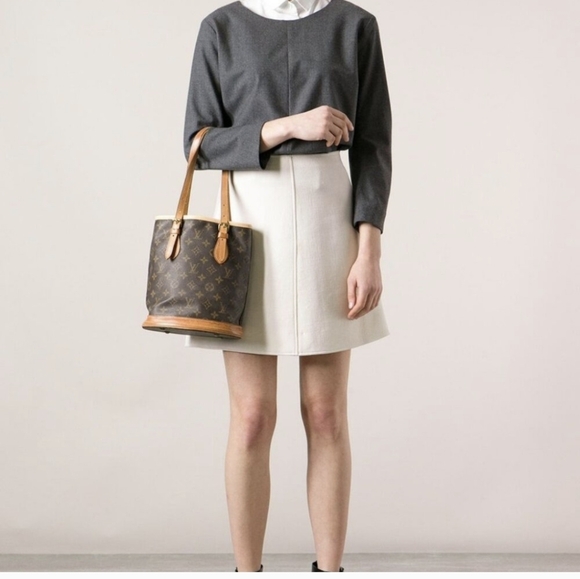 Authentic Louis Vuitton Petite Bucket bag with the "wallet". Tan+Brown - Picture 16 of 16